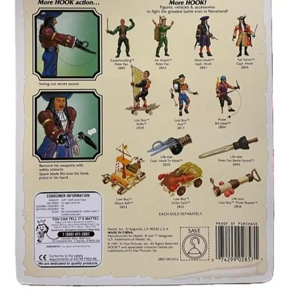 Vintage 1991 Mattel Hook Multi-Blade Captain Hook Action Figure New Sealed MOC